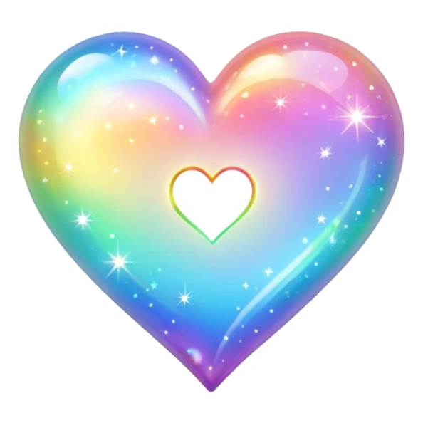 Light rainbow heart with sparkles  sticker