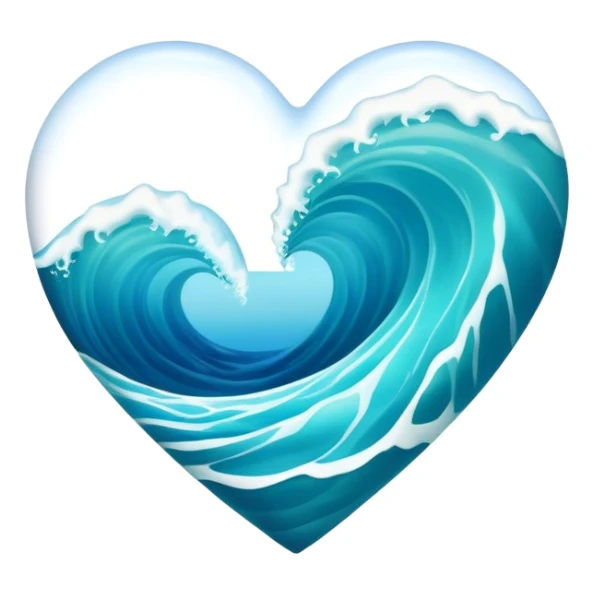 Tropical Sea wave in 3d heart sticker