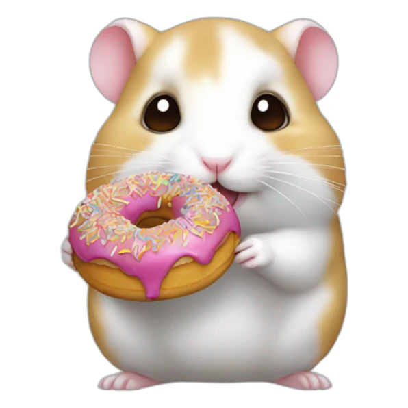 white color hamster eat choco donut sticker
