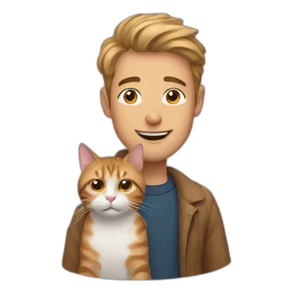 man with cat sticker