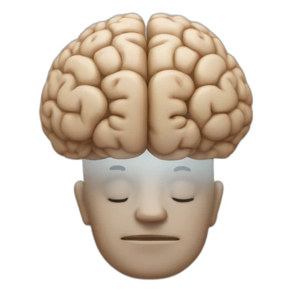 Brain with eyes and praying hands sticker