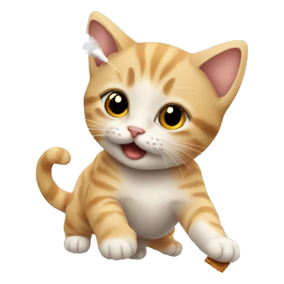 A kitten flying on a cigarette sticker