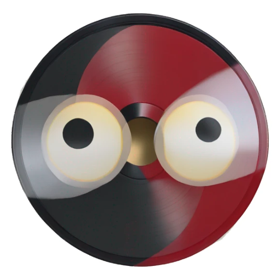 lp vinyl, same vinyl, without the shadows, and the small central part the same as now but red sticker