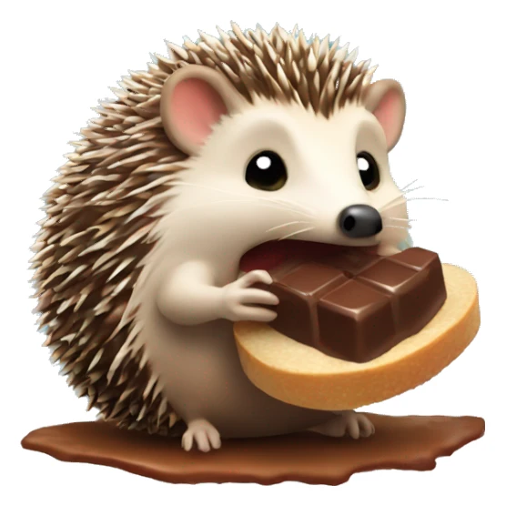Hedgehog eating a chocolate sticker