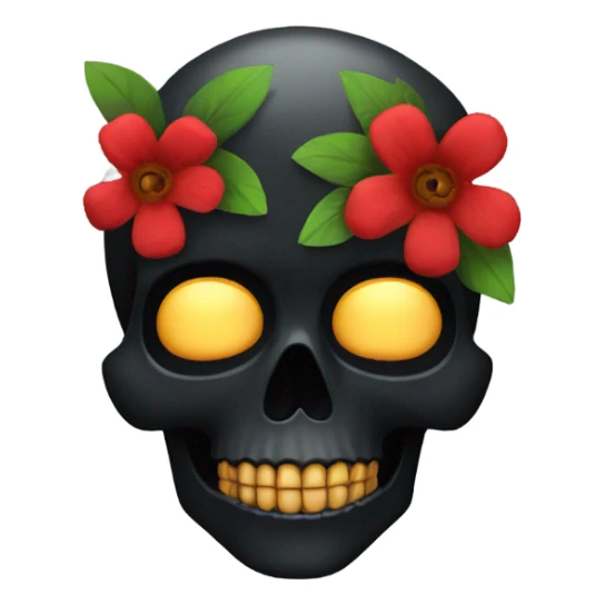 black skull with red flowers sticker