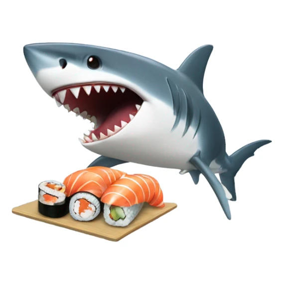 Shark eating sushi sticker