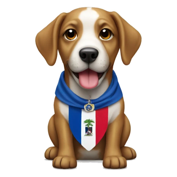 Dog wearing a Dominican flag sticker