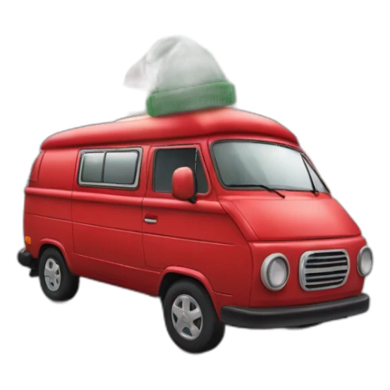 Red Christmas Beanie on a Campervan  sticker