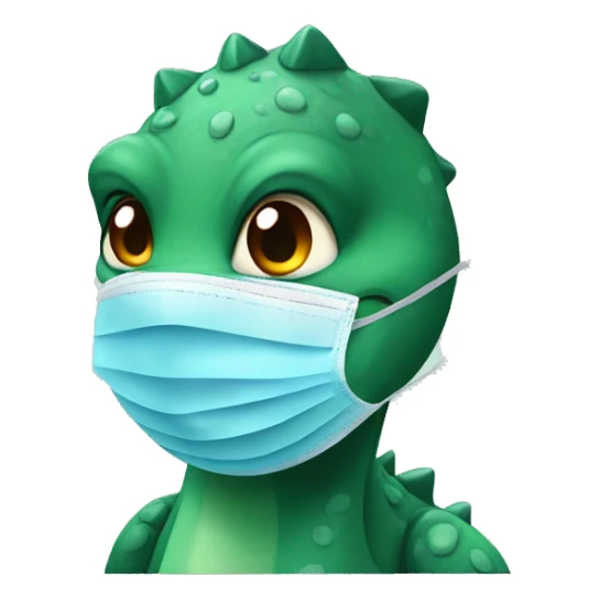 dinosaur wearing a medical mask sticker