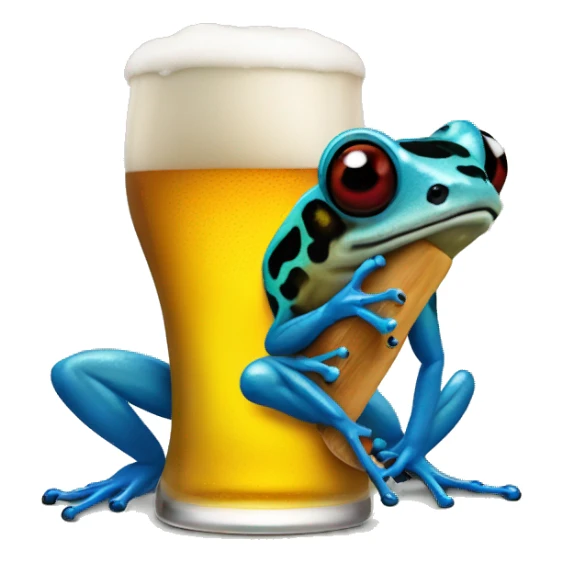 Poison dart frog drinking a beer sticker