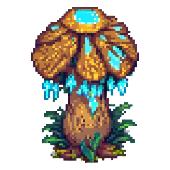 bioluminescent mushroom pixel art sticker