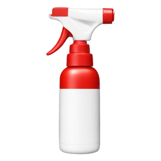 A white spray bottle with red accents sticker