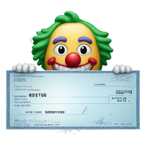 bank check with a clown face on it sticker