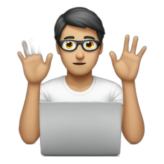 Hacker person doing stop by his hands sticker