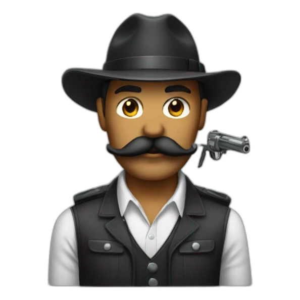 Gangster with a gun mustache sticker
