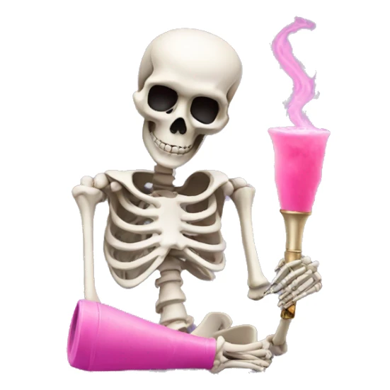 Skeleton with pink hookah  sticker