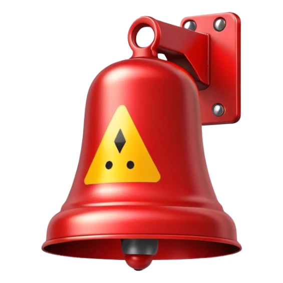 warning bell with exclamation mark sticker
