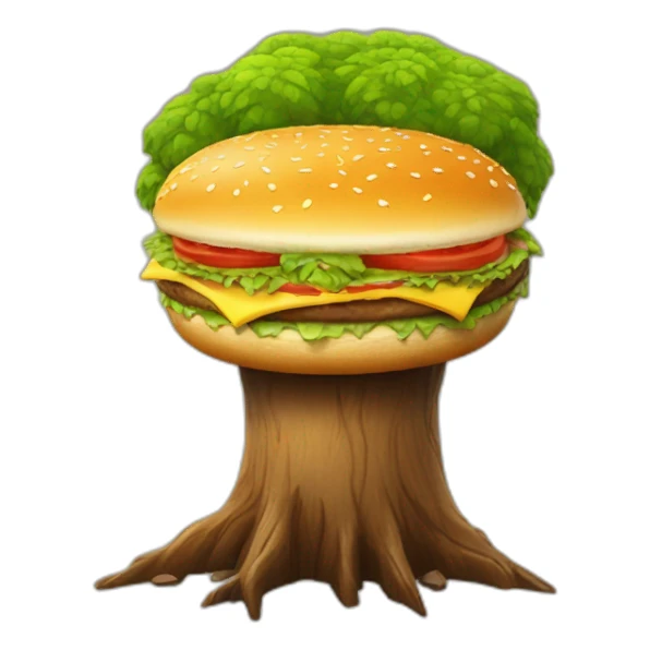 Un burger sur un tronc d’arbre sticker
