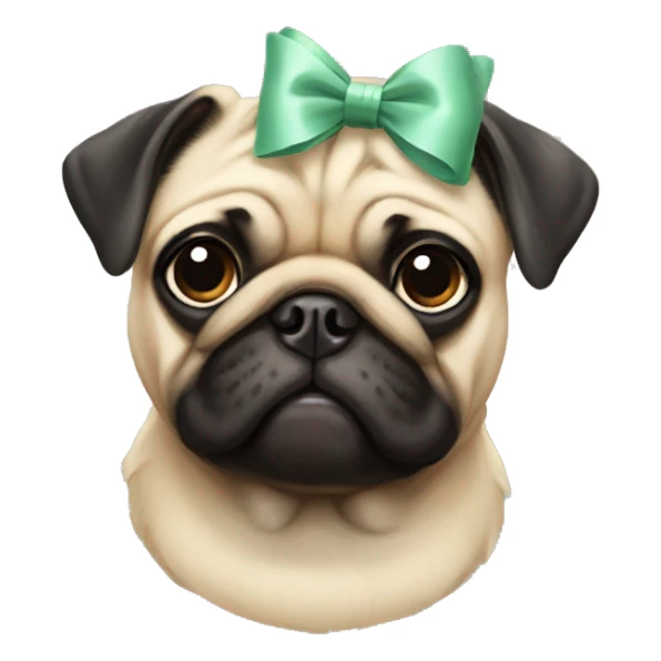 Pug with a bow on his head sticker