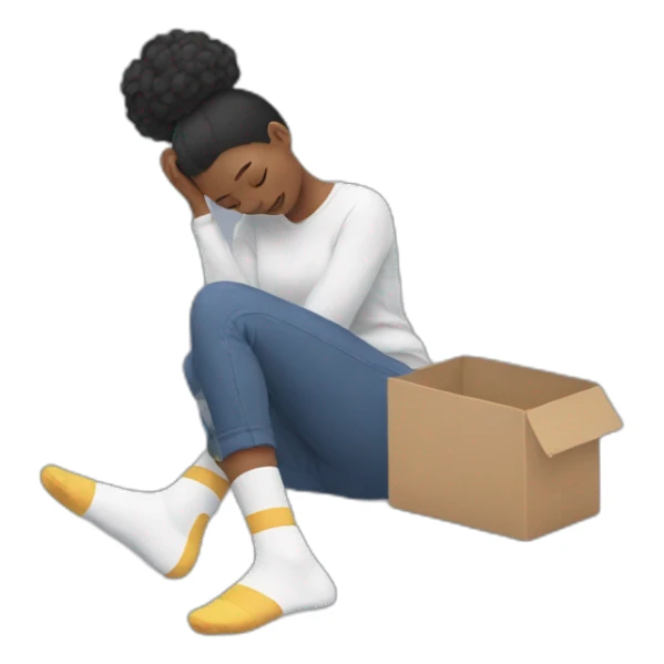 woman slipping with socks on sticker
