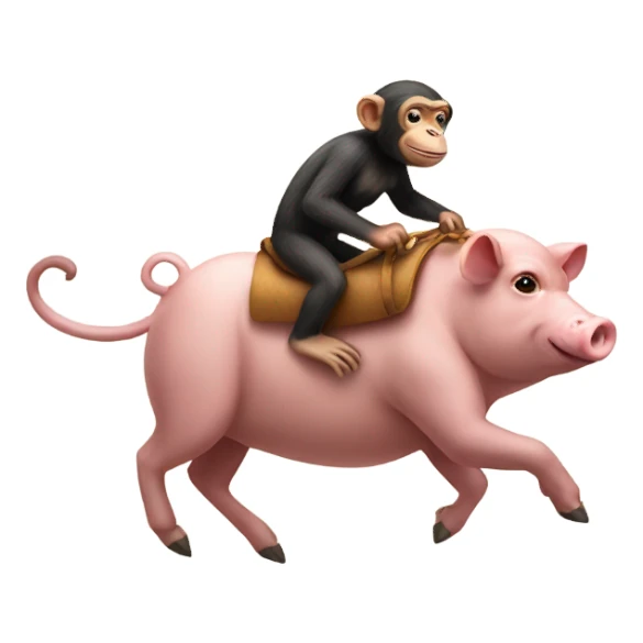 Monkey riding a pig sticker