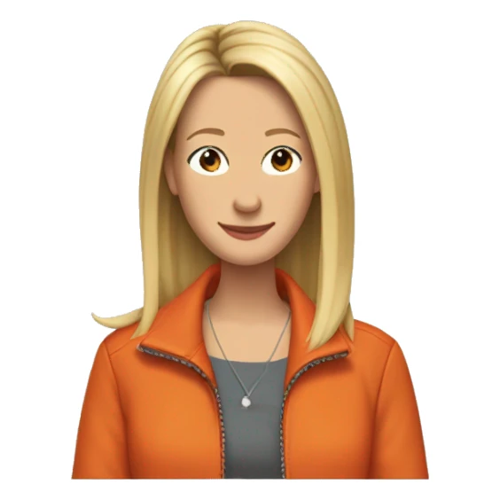 Phoebe Buffay from Friends wearing an orange jacket sticker