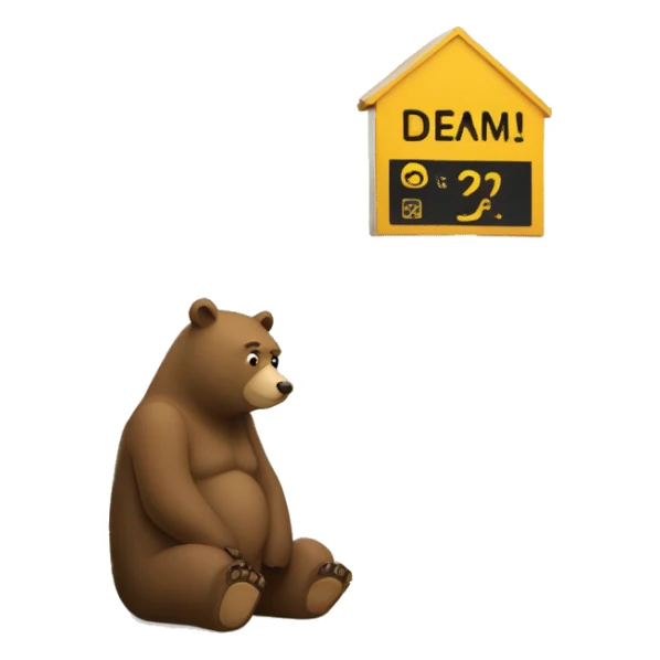 bear waiting at bus stop sticker