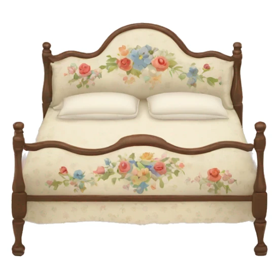 Vintage bed with flower design sticker