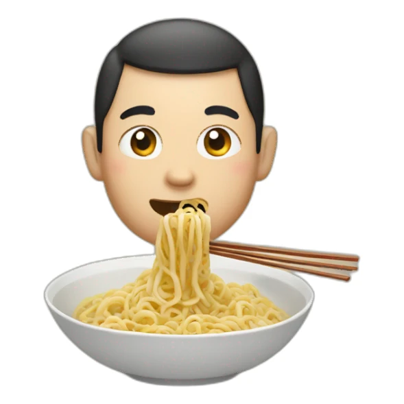 Chineese man eating noodle sticker