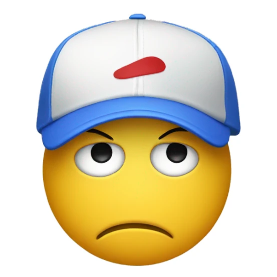 sad smiley face in a sport cap sticker
