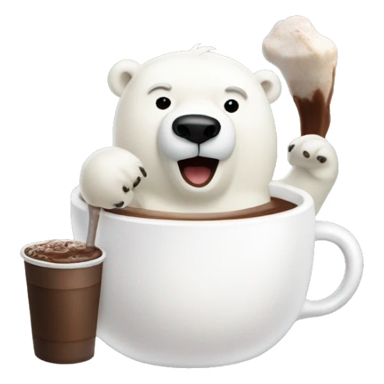 polar bear with hot chocolate  sticker