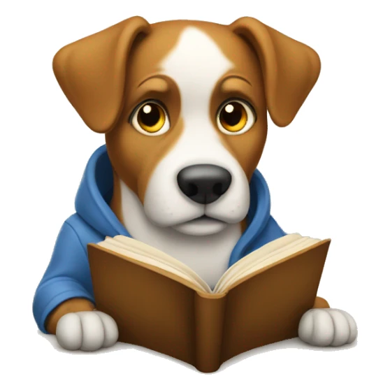 dog reading a book sticker