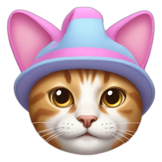 cat with a pink hat on his head sticker