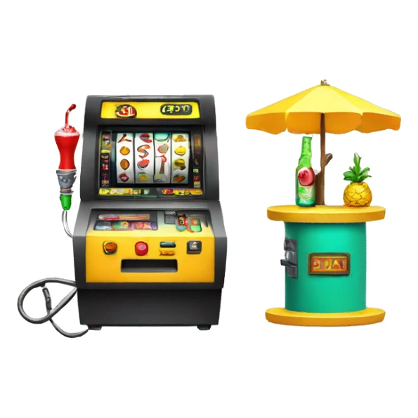 A hookah on a slotmachine and a taxi sticker