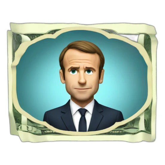 Macron take dollar sticker