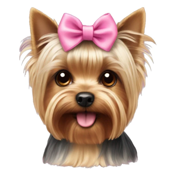 Yorkshire Terrier mini with a pink bow on its head sticker
