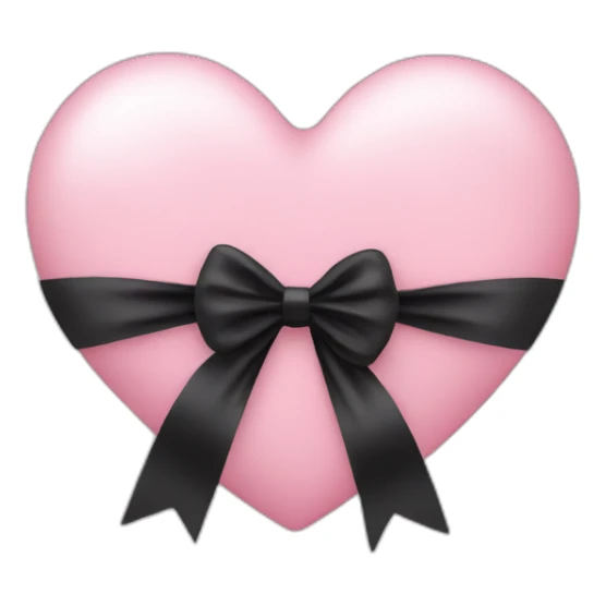 light pink heart with a black bow  sticker