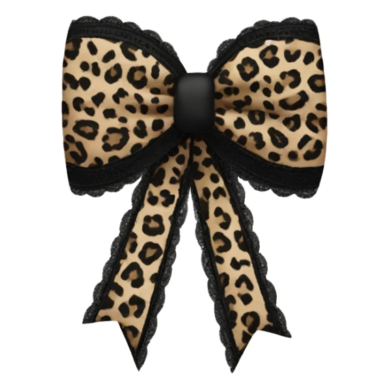 Bow with leopard print and black lace sticker