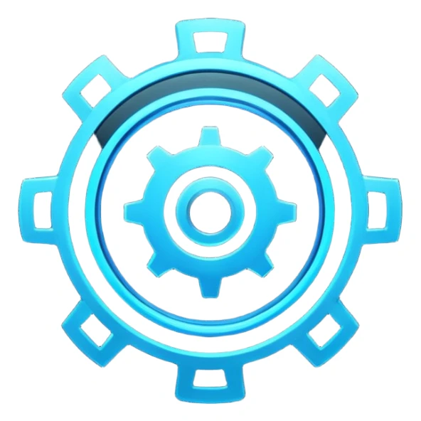 blue neon transparent minimalistic gear icon sticker