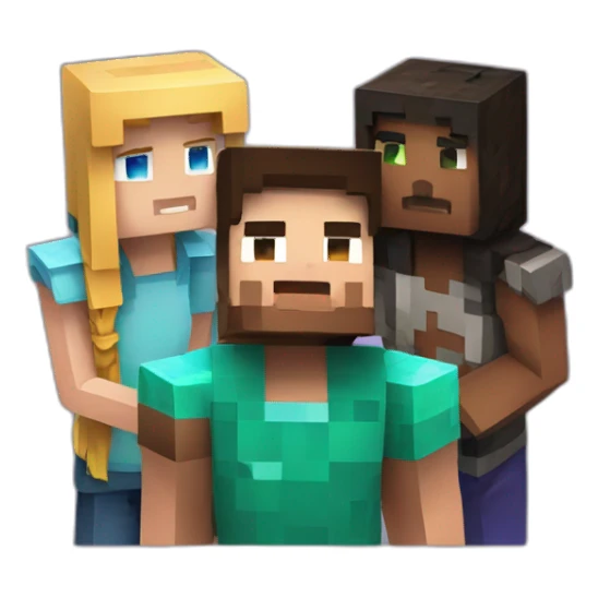 minecraft player with two friend sticker
