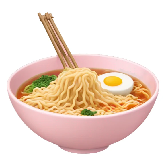Ramen in a light pink bowl sticker