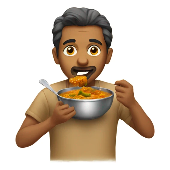 Indian man eating curry  sticker
