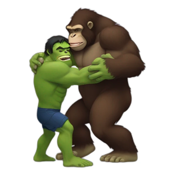 Ape giving hulk a hug sticker