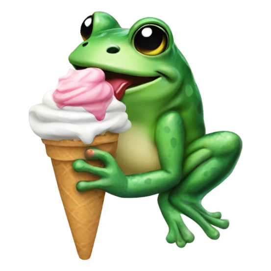Frog eating ice cream sticker
