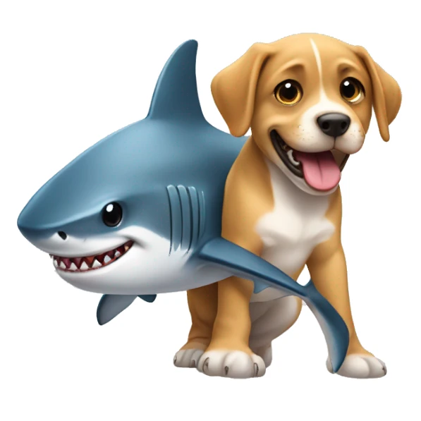 A shark with a puppy sticker