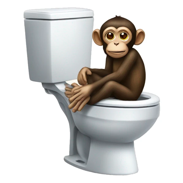 monkey on toilet  sticker