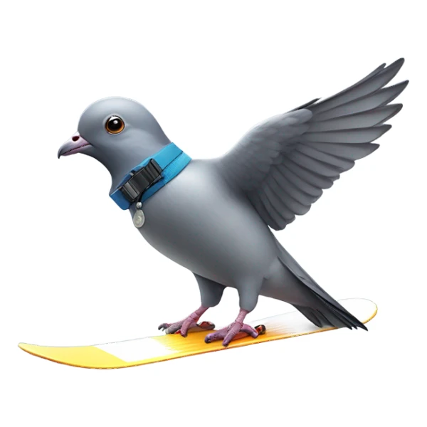Pigeon riding a snowboard sticker