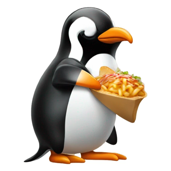 Penguin eating texas roadhouse  sticker