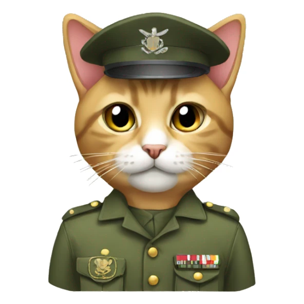 cat in military pixel  sticker