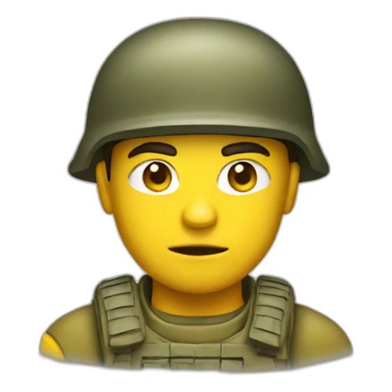 Tough looking soldier (head only, yellow) sticker